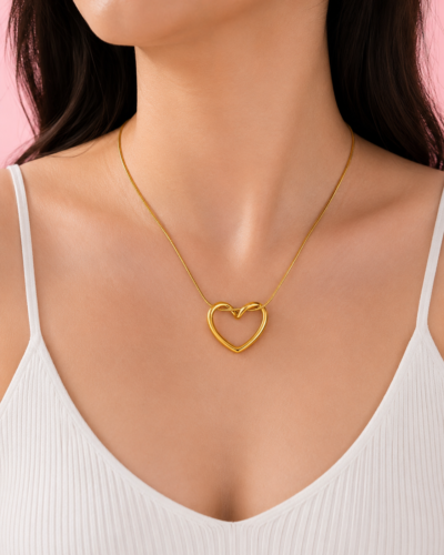 Anti-Tarnish Golden Heart Necklace