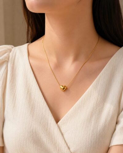 Anti-Tarnish Golden Little Heart Necklace