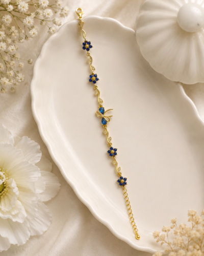Anti-Tarnish Blue Tulip Bracelet