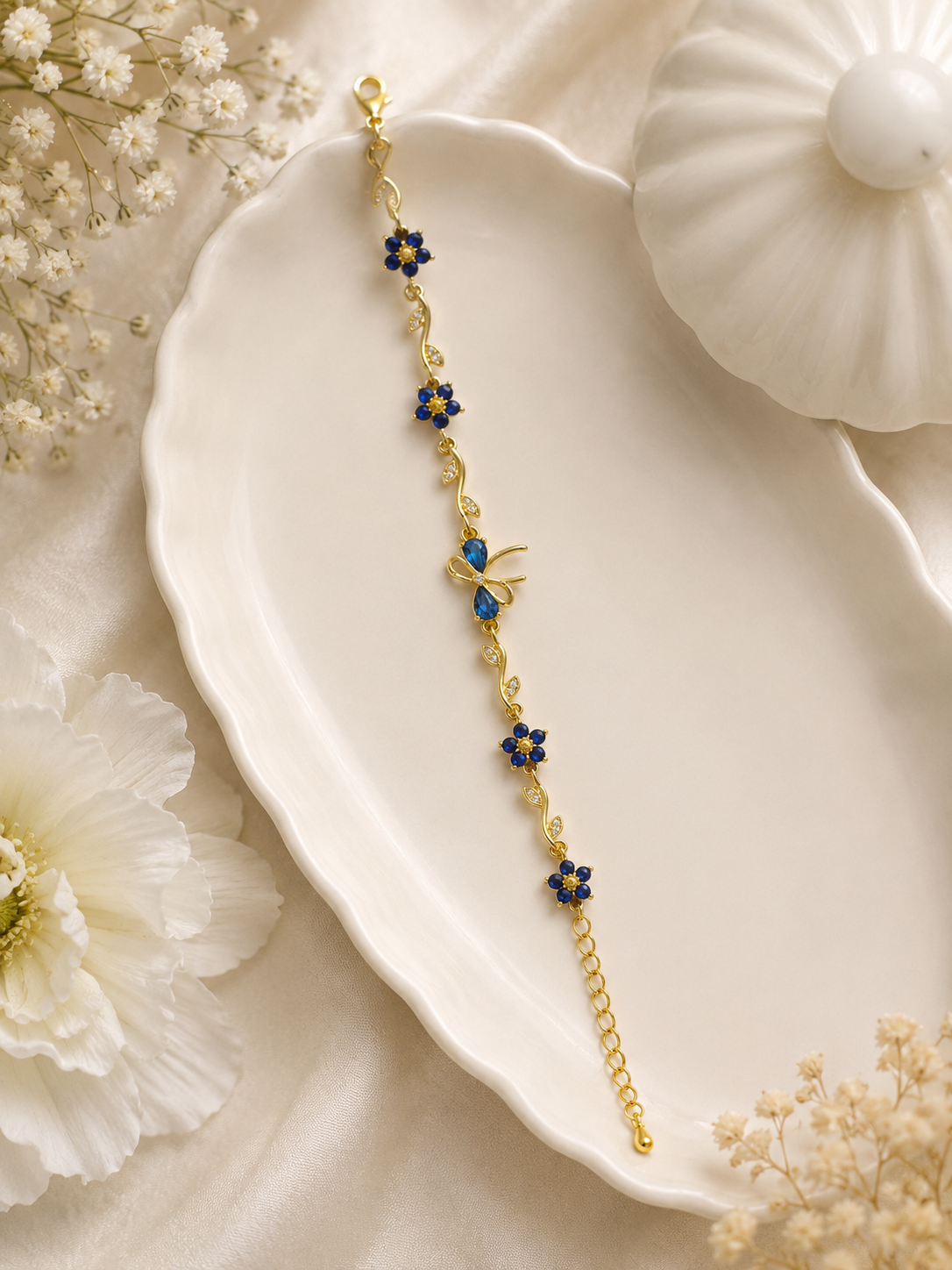Anti-Tarnish Blue Tulip Bracelet