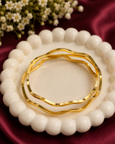Anti-Tarnish Triple Wave Gold Bracelet