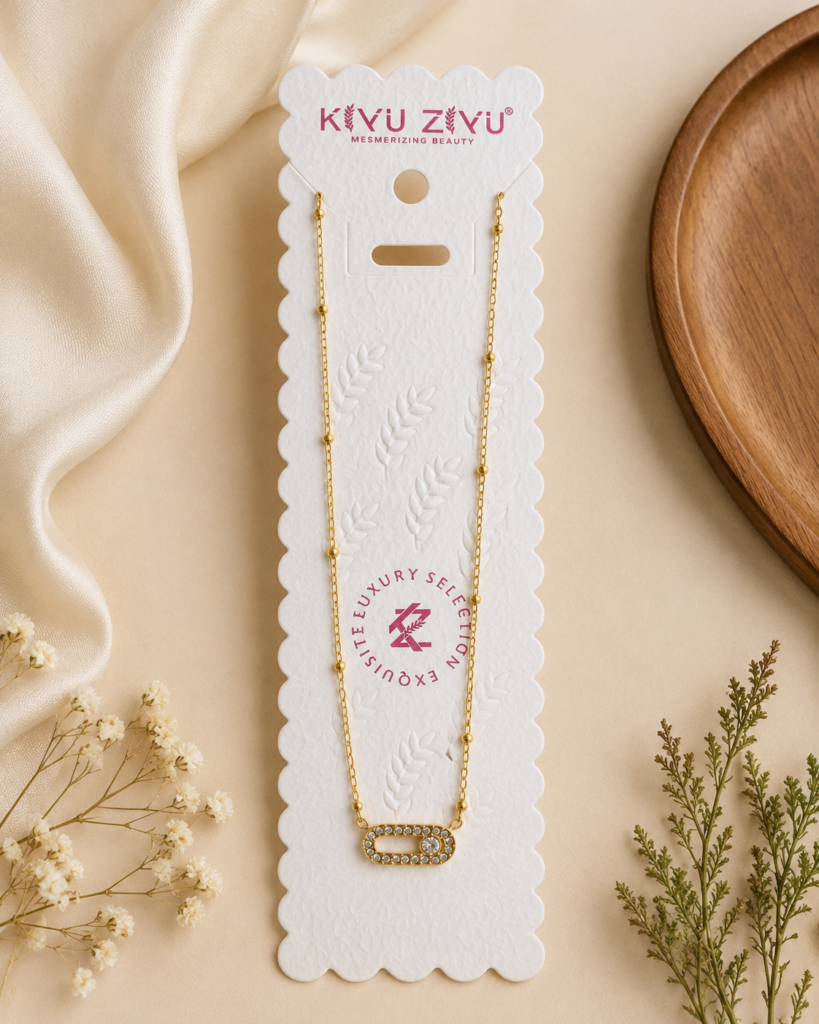 Anti-Tarnish Crystal Link Pendant Necklace for Women