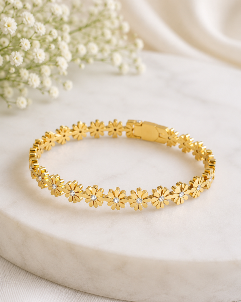 Anti-Tarnish Daisy Flower Bracelet Kada