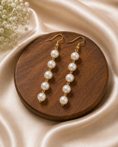 Gold Pearl Drop Earrings