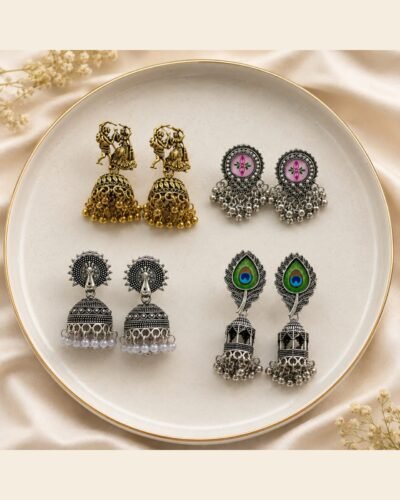 Combo of 4 Oxidised & Gold Jhumka